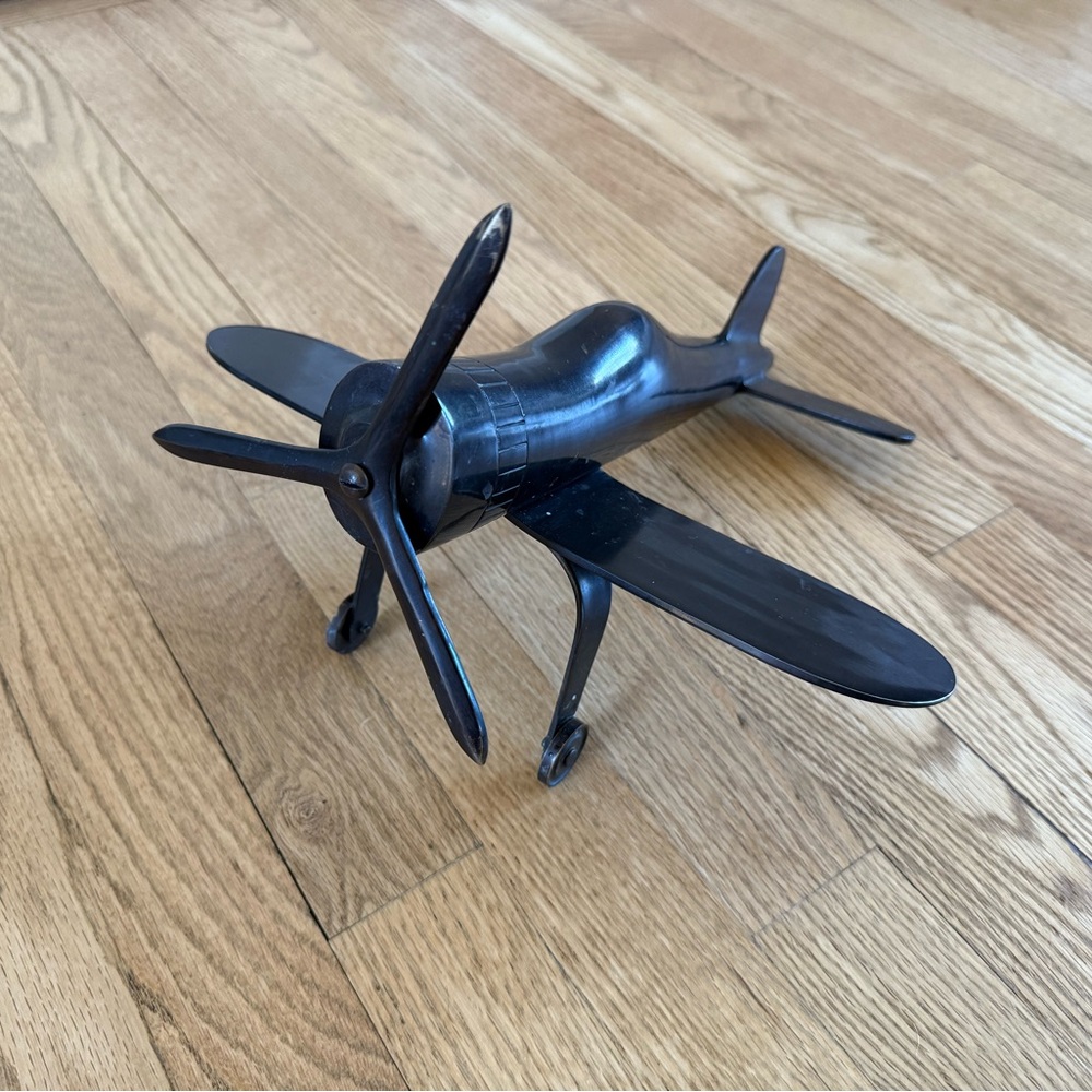 VINTAGE METAL BRONZE WWII FIGHTER PLANE